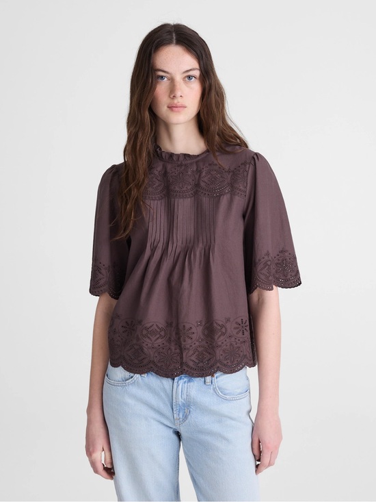 Madewell Tops - Madewell Embroidered Pintuck High-Neck Top XS